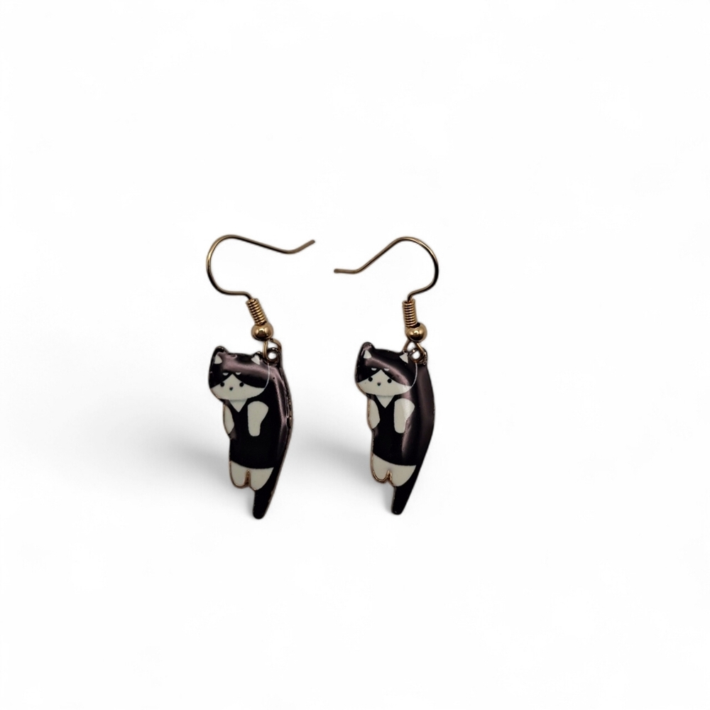 NWT Tuxedo Cat Drop Earrings